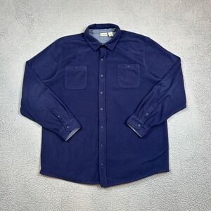 LL Bean Long Sleeve‎ Button Up Fleece Shirt Blue Mens Size XLT Outdoor Excellent